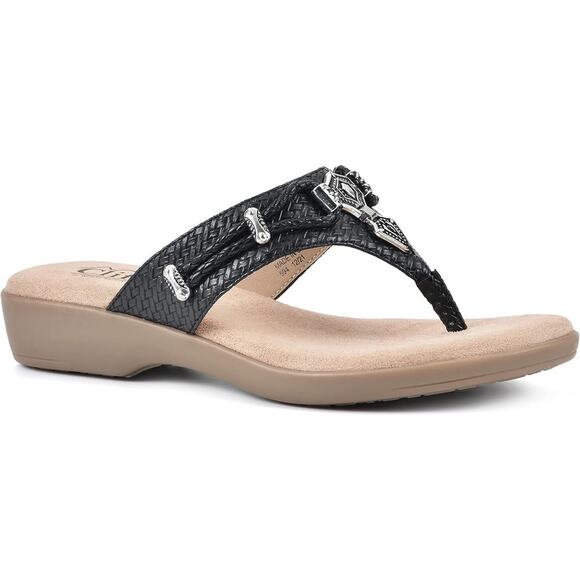 Cliffs By White Mountain Women's Bailee Cushioned FlipFlop Sandal, Black Size 8M - Picture 1 of 6